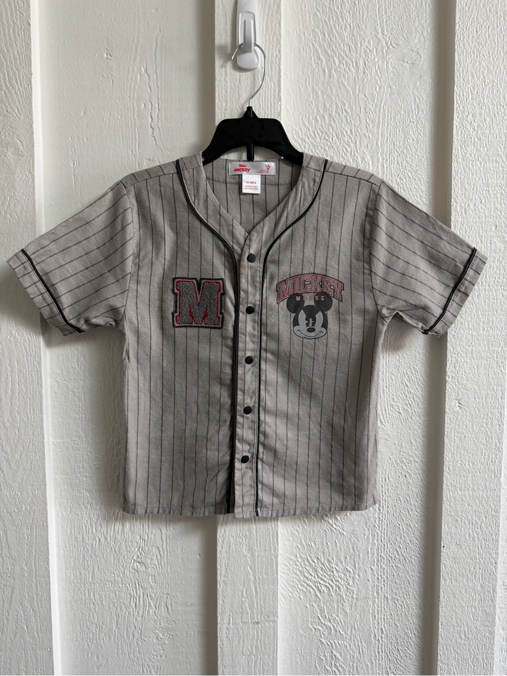 Disney Gray and Black Mickey Mouse Button-Up baseball style shirt size 4T - Picture 3 of 8
